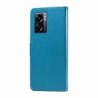 For OPPO A77 4G / 5G / A77s 4G Global Embossed Butterfly Flowers Leather Phone Case(Blue) - 3