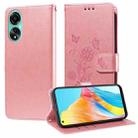 For OPPO A78 4G Embossed Butterfly Flowers Leather Phone Case(Rose Gold) - 1