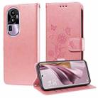 For OPPO Reno10 Pro+ Global Embossed Butterfly Flowers Leather Phone Case(Rose Gold) - 1