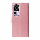 For OPPO Reno10 Pro+ Global Embossed Butterfly Flowers Leather Phone Case(Rose Gold) - 2