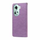 For OPPO Reno11 5G Global Embossed Butterfly Flowers Leather Phone Case(Purple) - 3