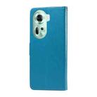 For OPPO Reno11 5G Global Embossed Butterfly Flowers Leather Phone Case(Blue) - 3