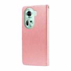 For OPPO Reno11 5G Global Embossed Butterfly Flowers Leather Phone Case(Rose Gold) - 3