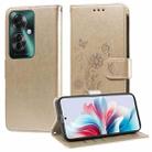 For OPPO Reno11 F / F25 Pro Global Embossed Butterfly Flowers Leather Phone Case(Gold) - 1