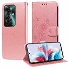 For OPPO Reno11 F / F25 Pro Global Embossed Butterfly Flowers Leather Phone Case(Rose Gold) - 1