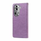 For OPPO Reno11 Pro Global Embossed Butterfly Flowers Leather Phone Case(Purple) - 3