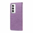 For OPPO Reno12 5G Global Embossed Butterfly Flowers Leather Phone Case(Purple) - 3