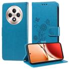 For OPPO Reno12 F 4G Embossed Butterfly Flowers Leather Phone Case(Blue) - 1