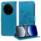 For OPPO Find X8 Pro Embossed Butterfly Flowers Leather Phone Case(Blue) - 1