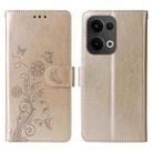 For OPPO Reno13 Global Embossed Butterfly Flowers Leather Phone Case(Gold) - 1