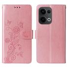 For OPPO Reno13 Global Embossed Butterfly Flowers Leather Phone Case(Rose Gold) - 1