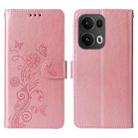 For OPPO Reno13 Pro Global Embossed Butterfly Flowers Leather Phone Case(Rose Gold) - 1
