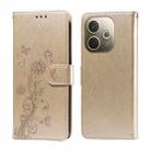 For OPPO A5 Pro 5G Global Embossed Butterfly Flowers Leather Phone Case(Gold) - 1