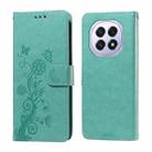 For OPPO F29 5G Global Embossed Butterfly Flowers Leather Phone Case(Green) - 1