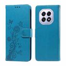 For OPPO F29 5G Global Embossed Butterfly Flowers Leather Phone Case(Blue) - 1