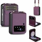 For Samsung Galaxy Z Flip3 5G LC.IMEEKE L1 Series Frosted Fine Texture PU Phone Case with Lanyard(Purple) - 1