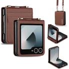 For Samsung Galaxy Z Flip7 5G LC.IMEEKE L1 Series Frosted Fine Texture PU Phone Case with Lanyard(Brown) - 1