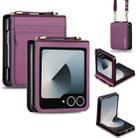 For Samsung Galaxy Z Flip7 5G LC.IMEEKE L1 Series Frosted Fine Texture PU Phone Case with Lanyard(Purple) - 1