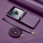 For Samsung Galaxy Z Flip7 5G LC.IMEEKE L1 Series Frosted Fine Texture PU Phone Case with Lanyard(Purple) - 2