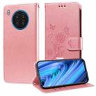 For Honor 50 Lite / X20 / Huawei nova 8i Embossed Butterfly Flowers Leather Phone Case(Rose Gold) - 1