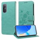 For Honor 50 SE / Huawei nova 9 SE Embossed Butterfly Flowers Leather Phone Case(Green) - 1