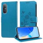 For Honor 50 SE / Huawei nova 9 SE Embossed Butterfly Flowers Leather Phone Case(Blue) - 1