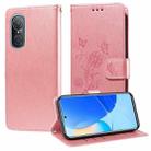 For Honor 50 SE / Huawei nova 9 SE Embossed Butterfly Flowers Leather Phone Case(Rose Gold) - 1