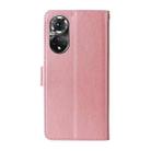 For Honor 50 5G / Huawei nova 9 Embossed Butterfly Flowers Leather Phone Case(Rose Gold) - 3