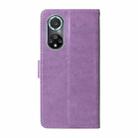 For Honor 50 Pro / Huawei nova 9 Pro Embossed Butterfly Flowers Leather Phone Case(Purple) - 3