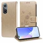 For Honor 50 Pro / Huawei nova 9 Pro Embossed Butterfly Flowers Leather Phone Case(Gold) - 1