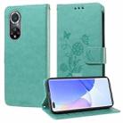 For Honor 50 Pro / Huawei nova 9 Pro Embossed Butterfly Flowers Leather Phone Case(Green) - 1