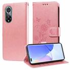 For Honor 50 Pro / Huawei nova 9 Pro Embossed Butterfly Flowers Leather Phone Case(Rose Gold) - 1