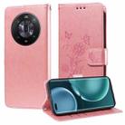 For Honor Magic4 Embossed Butterfly Flowers Leather Phone Case(Rose Gold) - 1