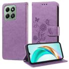 For Honor X6b 4G / X6a  Embossed Butterfly Flowers Leather Phone Case(Purple) - 1