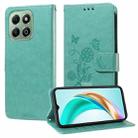 For Honor X6b 4G / X6a  Embossed Butterfly Flowers Leather Phone Case(Green) - 1