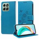 For Honor X6b 4G / X6a  Embossed Butterfly Flowers Leather Phone Case(Blue) - 1