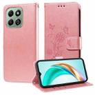 For Honor X6b 4G / X6a  Embossed Butterfly Flowers Leather Phone Case(Rose Gold) - 1