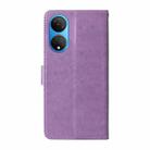 For Honor X7 4G / Huawei Enjoy 30 Plus Embossed Butterfly Flowers Leather Phone Case(Purple) - 3