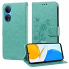 For Honor X7 4G / Huawei Enjoy 30 Plus Embossed Butterfly Flowers Leather Phone Case(Green) - 1