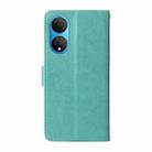 For Honor X7 4G / Huawei Enjoy 30 Plus Embossed Butterfly Flowers Leather Phone Case(Green) - 3