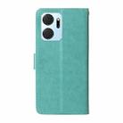 For Honor X7a 4G / Play 7T Embossed Butterfly Flowers Leather Phone Case(Green) - 3