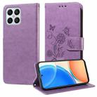 For Honor X8 4G / X30i / Play 6T Pro Embossed Butterfly Flowers Leather Phone Case(Purple) - 1