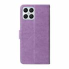 For Honor X8 4G / X30i / Play 6T Pro Embossed Butterfly Flowers Leather Phone Case(Purple) - 3