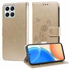 For Honor X8 4G / X30i / Play 6T Pro Embossed Butterfly Flowers Leather Phone Case(Gold) - 1