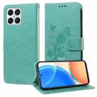 For Honor X8 4G / X30i / Play 6T Pro Embossed Butterfly Flowers Leather Phone Case(Green) - 1