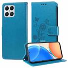 For Honor X8 4G / X30i / Play 6T Pro Embossed Butterfly Flowers Leather Phone Case(Blue) - 1