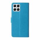 For Honor X8 4G / X30i / Play 6T Pro Embossed Butterfly Flowers Leather Phone Case(Blue) - 3