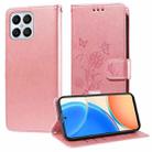 For Honor X8 4G / X30i / Play 6T Pro Embossed Butterfly Flowers Leather Phone Case(Rose Gold) - 1