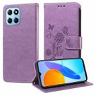 For Honor X8 5G / X6 4G / X8a 5G Embossed Butterfly Flowers Leather Phone Case(Purple) - 1