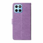 For Honor X8 5G / X6 4G / X8a 5G Embossed Butterfly Flowers Leather Phone Case(Purple) - 3